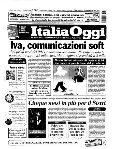 Italia oggi : quotidiano di economia finanza e politica